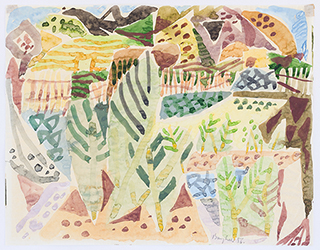 In unserer Galerie zum Verkauf angebotenes Bild von Eduard Bargheer (Maler, Expressionismus): Berg im Schilf (klein)