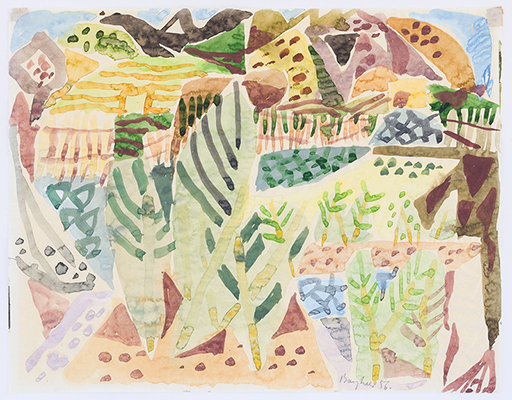 In unserer Galerie zum Verkauf angebotenes Bild von Eduard Bargheer (Maler, Expressionismus): Berg im Schilf (groß)