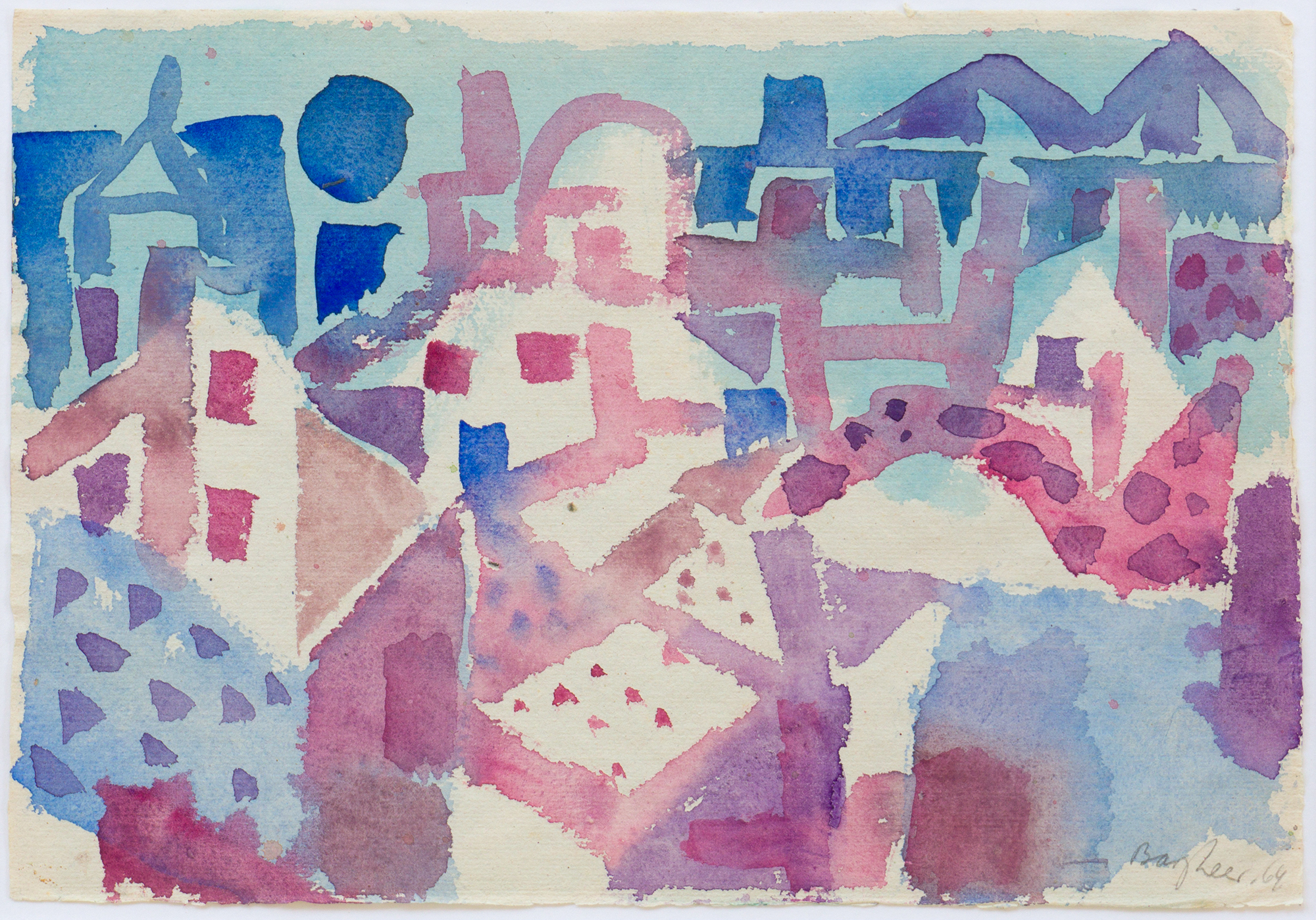 In unserer Galerie zum Verkauf stehendes Bild von Eduard Bargheer (Maler, Expressionismus): Blaue Stadt
