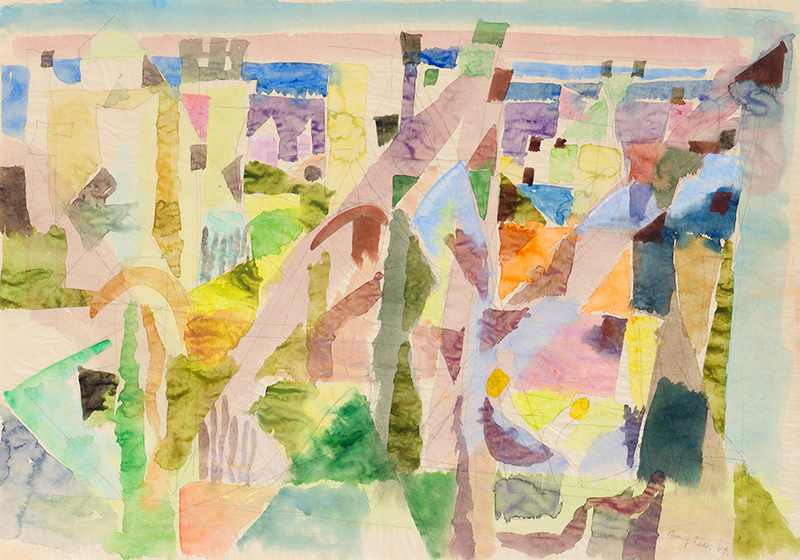 Buy the original watercolor "Houses and gardens 2" by Eduard Bargheer (Painter, Expressionism) at our gallery.