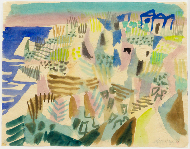 In unserer Galerie zum Verkauf stehendes Bild von Eduard Bargheer (Maler, Expressionismus): Ischia Landschaft