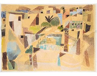 In unserer Galerie zum Verkauf angebotenes Bild von Eduard Bargheer (Maler, Expressionismus): S&uuml;dliche Landschaft (klein)