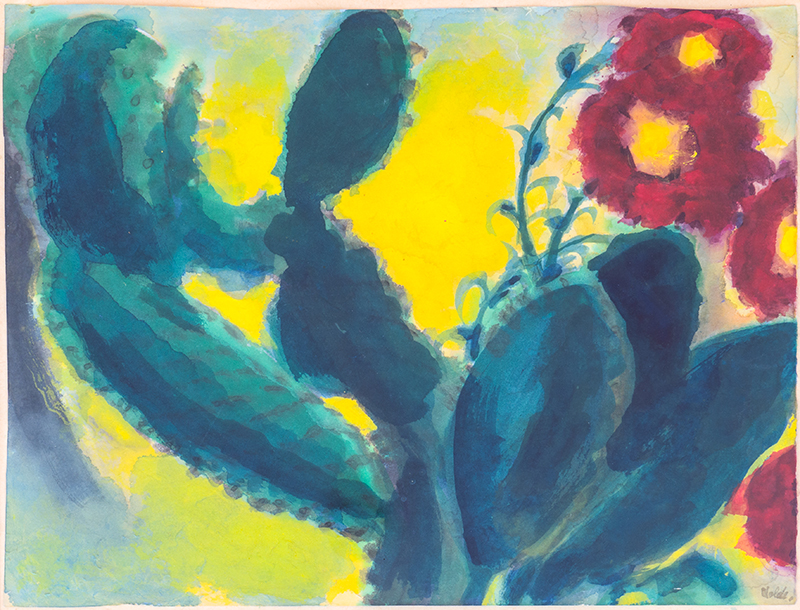 In unserer Galerie zum Verkauf stehendes Bild von Emil Nolde (Maler, Expressionismus): Kaktus mit roten Blüten