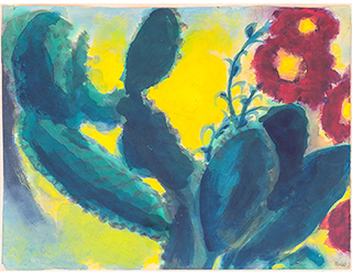 In unserer Galerie zum Verkauf angebotenes Bild von Emil Nolde (Maler, Expressionismus): Kaktus mit roten Blüten (klein)