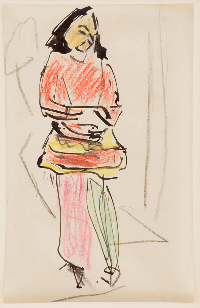 In unserer Galerie zum Verkauf stehendes Bild von Ernst-Ludwig Kirchner (Maler, Expressionismus): Mädchen im Kostüm