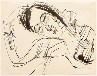 Buy the original work on paper "Resting head" (small) by Ernst Ludwig Kirchner (Painter, Expressionism) at our gallery.