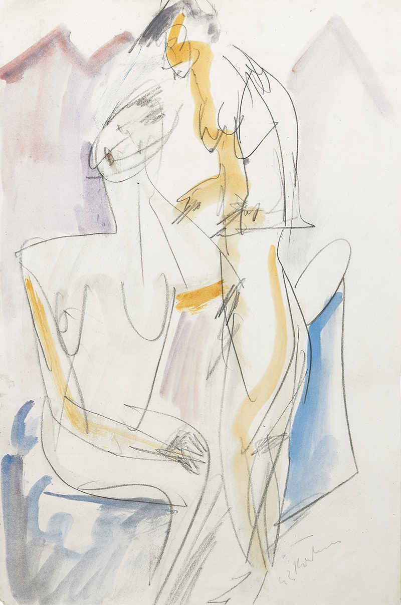 In unserer Galerie zum Verkauf stehendes Bild von Ernst-Ludwig Kirchner (Maler, Expressionismus): Zwei nackte Mädchen