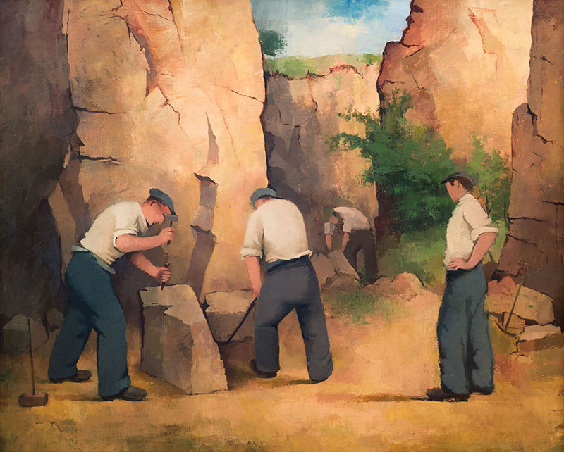 In unserer Galerie zum Verkauf stehendes Bild von Fritz Gils (Maler, Neue Sachlichkeit): Steinbruch in Nieder-Ramstadt
