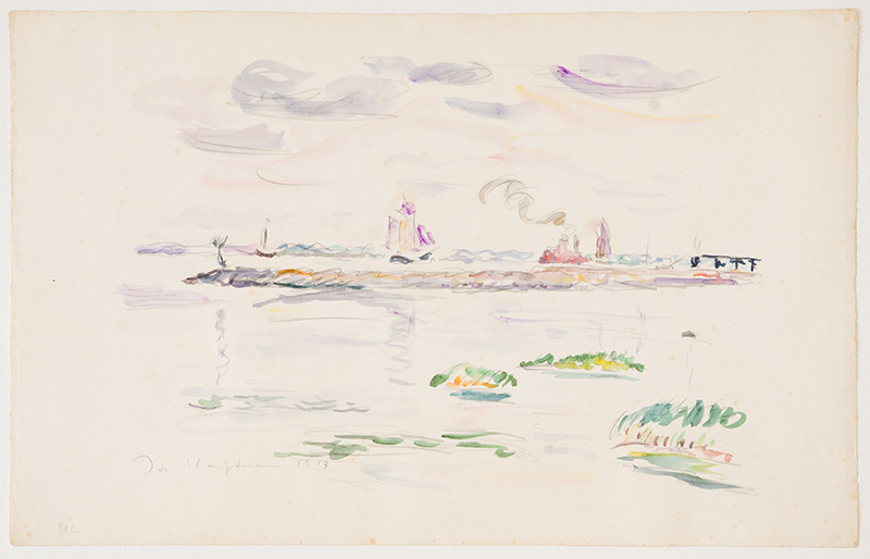In unserer Galerie zum Verkauf stehendes Bild von Ivo Hauptmann (Maler, Expressionismus): Elbe bei Hamburg