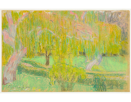 In unserer Galerie zum Verkauf angebotenes Bild von Ivo Hauptmann (Maler, Expressionismus): Trauerweiden (groß)