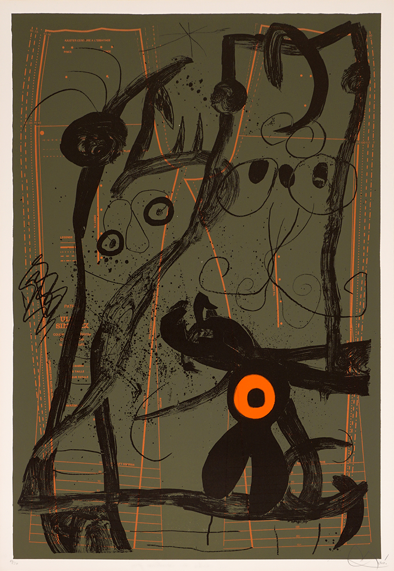 In unserer Galerie zum Verkauf stehendes Bild von Joan Miró (Maler, Surrealismus/Dadaismus): Le Délire du Couturier - Gris