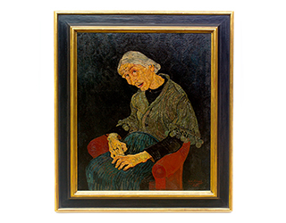 In unserer Galerie zum Verkauf angebotenes Bild von Josef Scharl (Maler, Expressionismus): Alte Pariserin (klein)