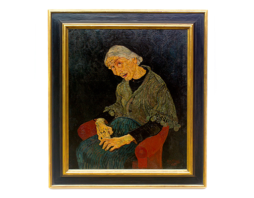 In unserer Galerie zum Verkauf angebotenes Bild von Josef Scharl (Maler, Expressionismus): Alte Pariserin (groß)