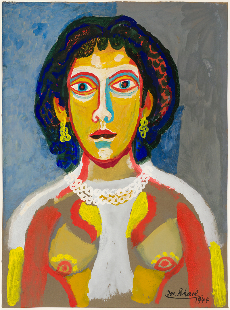 In unserer Galerie zum Verkauf stehendes Bild von Josef Scharl (Maler, Expressionismus): Bildnis einer Frau