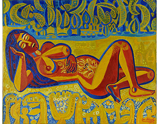 In unserer Galerie zum Verkauf angebotenes Bild von Josef Scharl (Maler, Expressionismus): Eva in Paradise (klein)