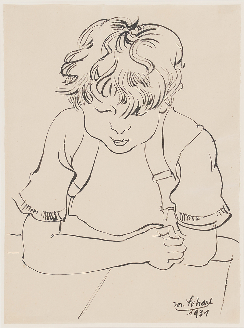 In unserer Galerie zum Verkauf stehendes Bild von Josef Scharl (Maler, Expressionismus): Knabenbildnis