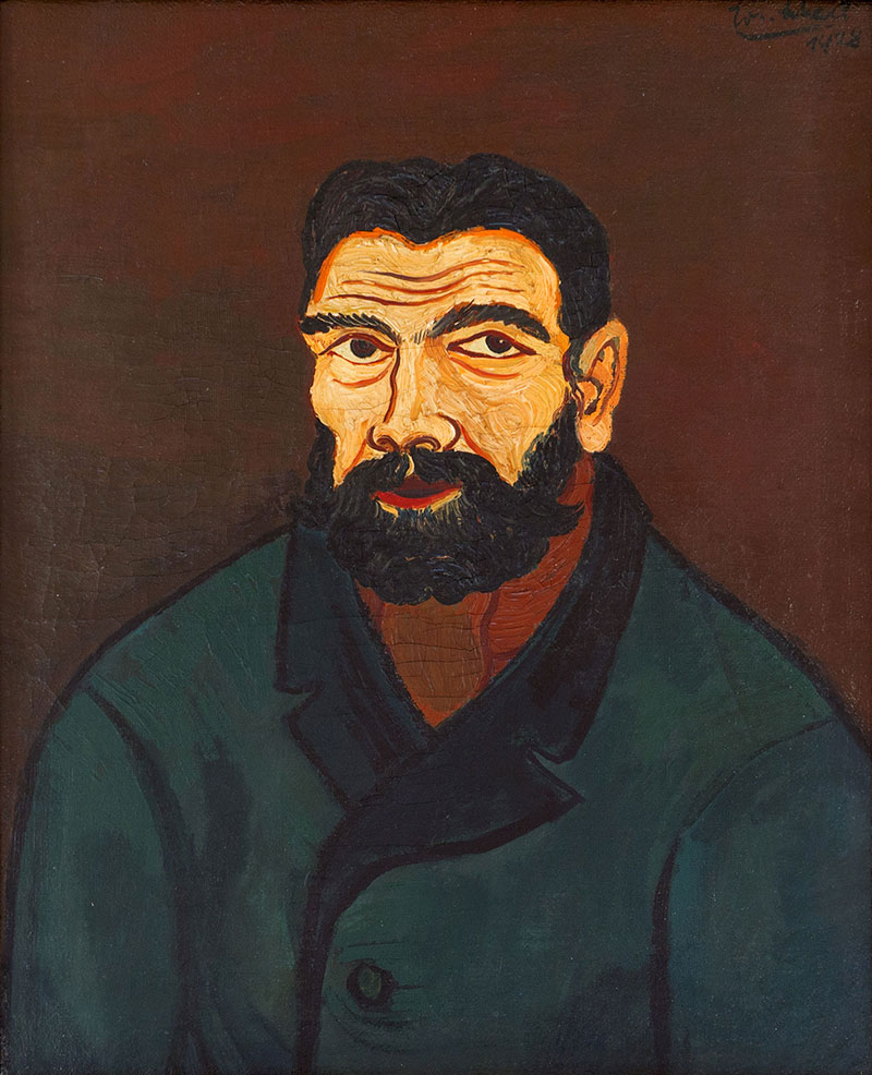 In unserer Galerie zum Verkauf stehendes Bild von Josef Scharl (Maler, Expressionismus): Mann mit schwarzem Bart