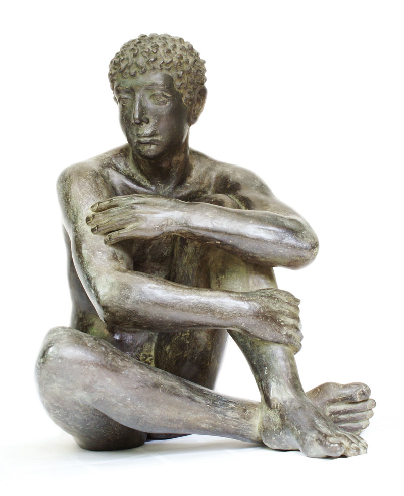 In unserer Galerie zum Verkauf stehende Skulptur von Karl-Heinz Krause (Bildhauer): Sitzender Arkadier