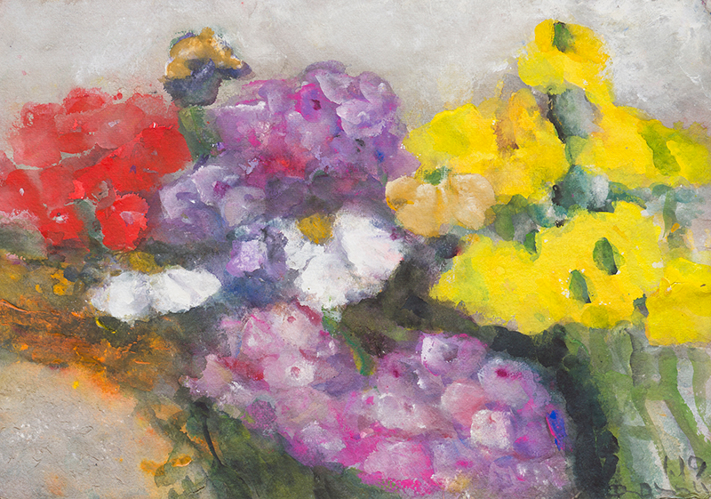 In unserer Galerie zum Verkauf stehendes Bild von Klaus Fußmann (Maler): Gartenblumen