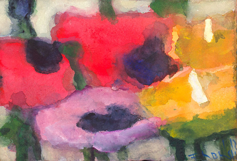 Buy the original watercolor "Poppies and calla" by Klaus Fußmann at our gallery.