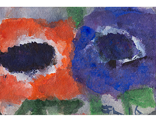 In unserer Galerie zum Verkauf angebotenes Bild von Klaus Fußmann (Maler): Rote und blaue Anemonen (klein)