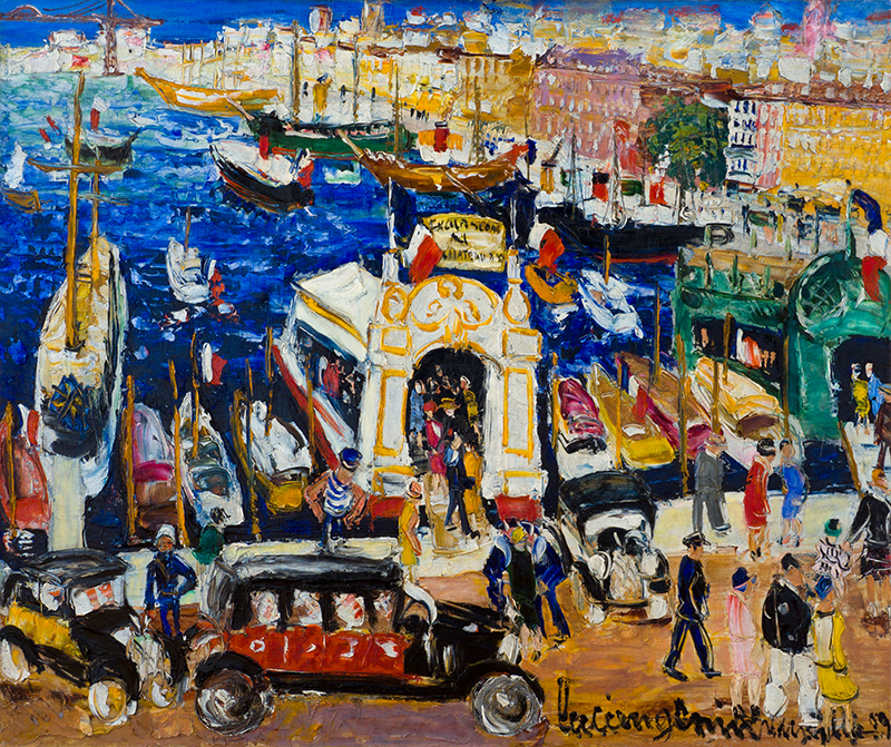 In unserer Galerie zum Verkauf stehendes Bild von Lucien Génin (Maler, Post-Impressionismus): Südlicher Hafen