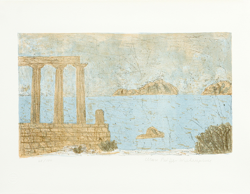 In unserer Galerie zum Verkauf stehendes Bild von Max Peiffer Watenphul (Maler, Expressionismus): Tempel am Meer