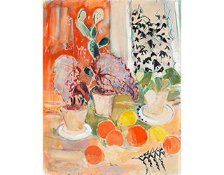In unserer Galerie zum Verkauf angebotenes Bild von Oskar Moll (Maler, Impressionismus): Stillleben mit Kaktus und Zitrusfrüchten (klein)