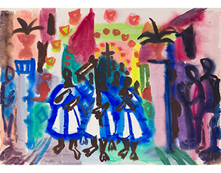Buy the original watercolor "Procession (small) by Eduard Bargheer (Painter, Expressionism) at our gallery.