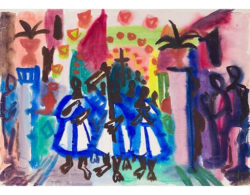 Buy the original watercolor "Procession" (large) by Eduard Bargheer (Painter, Expressionism) at our gallery.