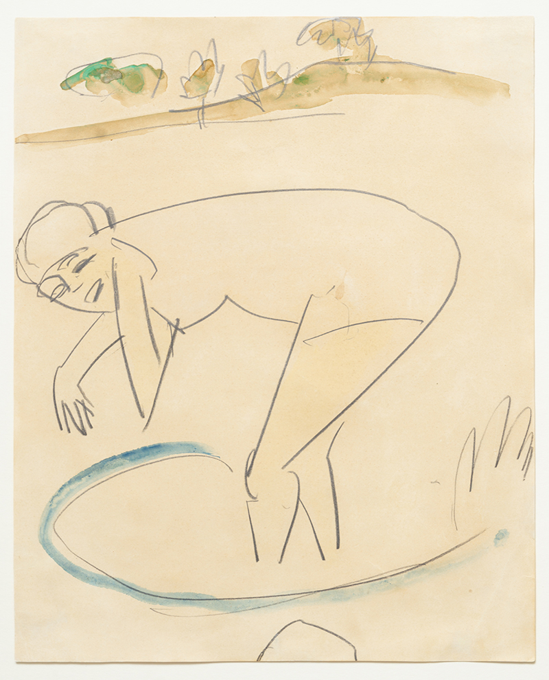 In unserer Galerie zum Verkauf stehendes Bild von Ernst-Ludwig Kirchner (Maler, Expressionismus): Badende am Ufer