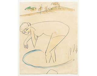 In unserer Galerie zum Verkauf angebotenes Bild von Ernst-Ludwig Kirchner (Maler, Expressionismus): Badende am Ufer (klein)