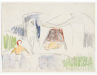 In unserer Galerie zum Verkauf angebotenes Bild von Ernst-Ludwig Kirchner (Maler, Expressionismus): Badende vor Zelt in Moritzburg (klein)