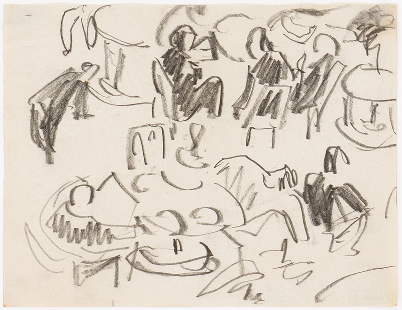 In unserer Galerie zum Verkauf stehendes Bild von Ernst-Ludwig Kirchner (Maler, Expressionismus): Im Restaurant