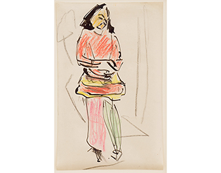 In unserer Galerie zum Verkauf angebotenes Bild von Ernst-Ludwig Kirchner (Maler, Expressionismus): Mädchen im Kostüm (klein)