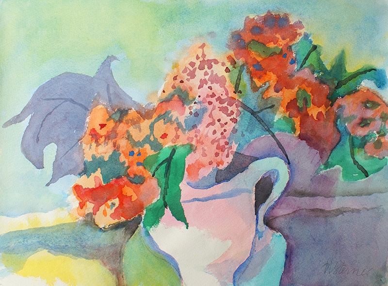 Buy the original watercolor "Summer flower bouquet" by Heinrich Steiner (Painter, Expressionism) at our gallery.