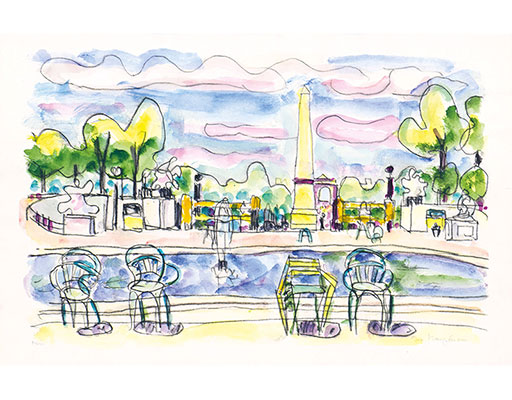Buy the original watercolor "View of the Place de la Concorde from the Tuileries" (large) by Ivo Hauptmann (Painter, Expressionism) at our gallery.