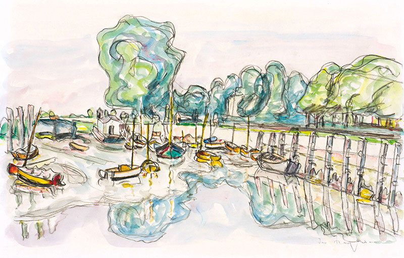 Buy the original watercolor "Boats at the outer Alster" by Ivo Hauptmann (Painter, Expressionism) at our gallery.