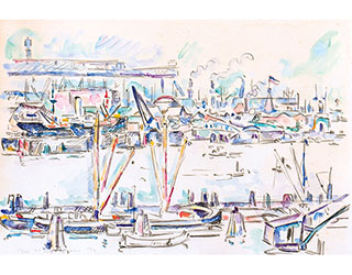 In unserer Galerie zum Verkauf angebotenes Bild von Ivo Hauptmann (Maler, Expressionismus): Hamburger Hafen (klein)