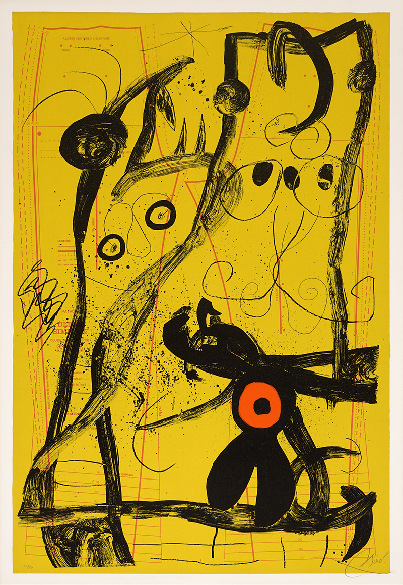 Buy the original lithograph "Le Délire du Couturier - Jaune" by Joan Miró (Painter, Surrealism/Dada) at our gallery.