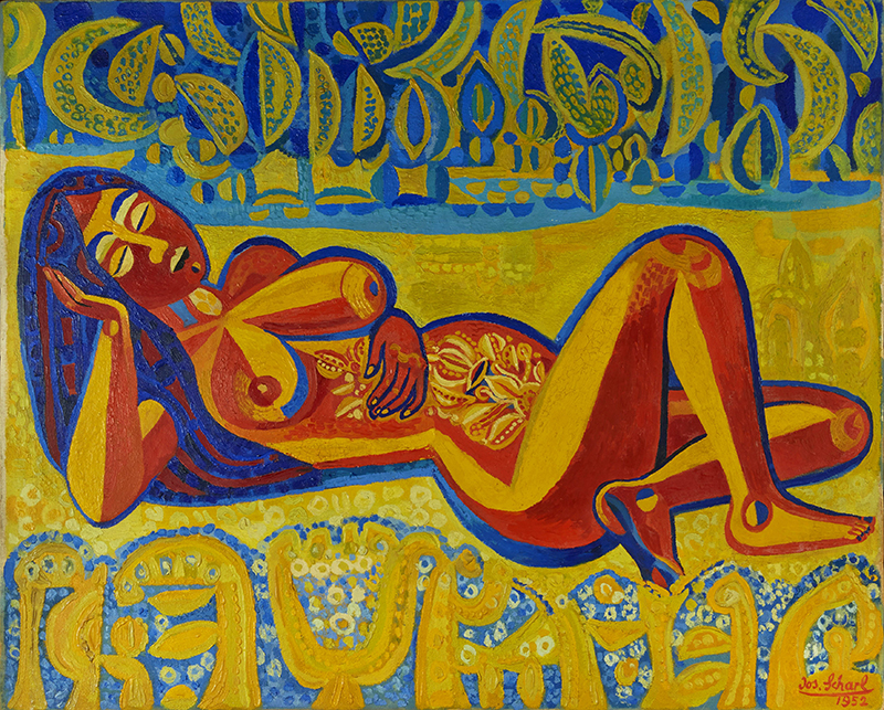 In unserer Galerie zum Verkauf stehendes Bild von Josef Scharl (Maler, Expressionismus): Eva in Paradise