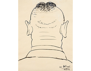 In unserer Galerie zum Verkauf angebotenes Bild von Josef Scharl (Maler, Expressionismus): Glatzkopf von hinten (Stiernacken) (klein)