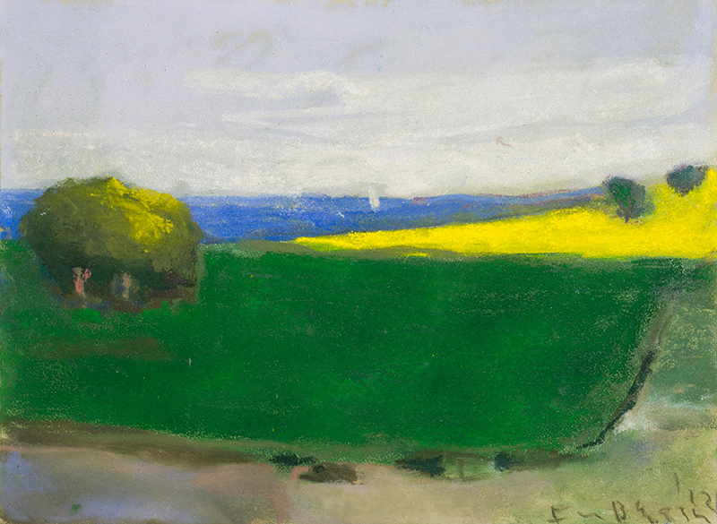 Buy the original pastel "Fields and canola at Baltic sea" by Klaus Fußmann at our gallery.