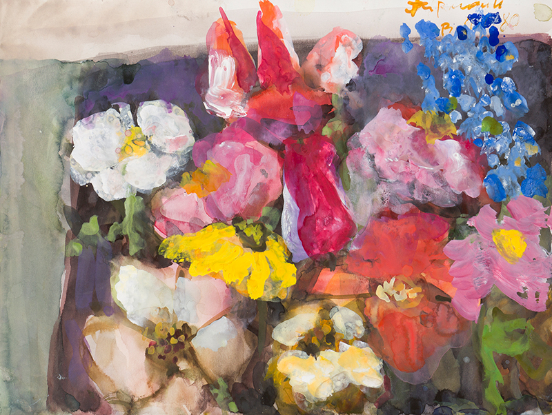 Buy the original watercolor "Garden flowers" by Klaus Fußmann at our gallery.