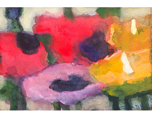 Buy the original watercolor "Poppies and calla" (large) by Klaus Fußmann at our gallery.