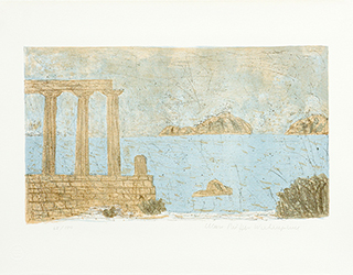 In unserer Galerie zum Verkauf angebotenes Bild von Max Peiffer Watenphul (Maler, Expressionismus): Tempel am Meer (klein)